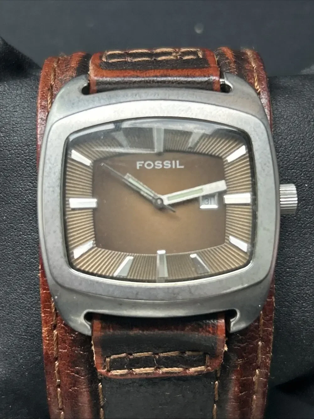 Fossil Brown Dial And Band Silver Case Quartz Watch